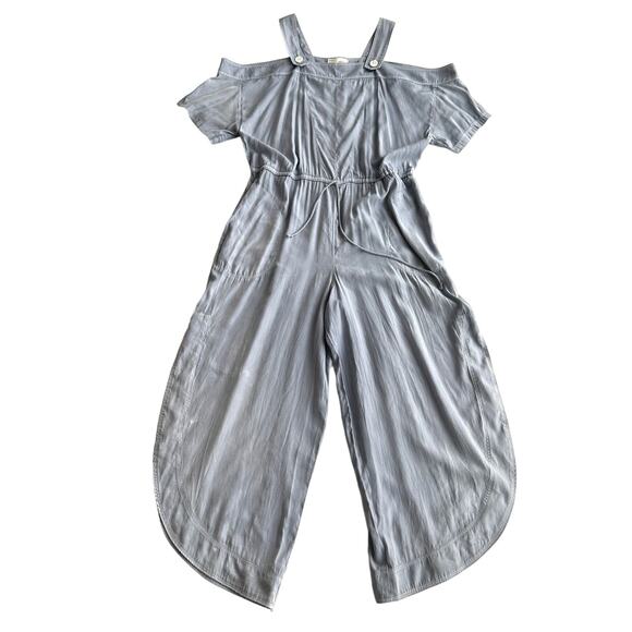 Anthropologie Saturday Sunday Kathrynne Cold Shoulder Gray Blue Jumpsuit XS - Picture 2 of 12